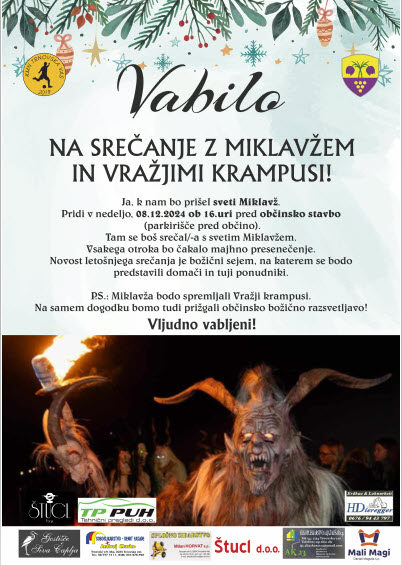 Plakat - praznični sejem s prižigom luči in obiskom Miklavža in Krampusov